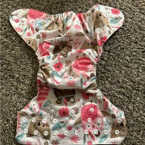 Cloth Diaper with Animal Print - Pink and Brown